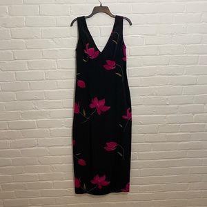Maggy London 100% silk vintage floral maxi dress